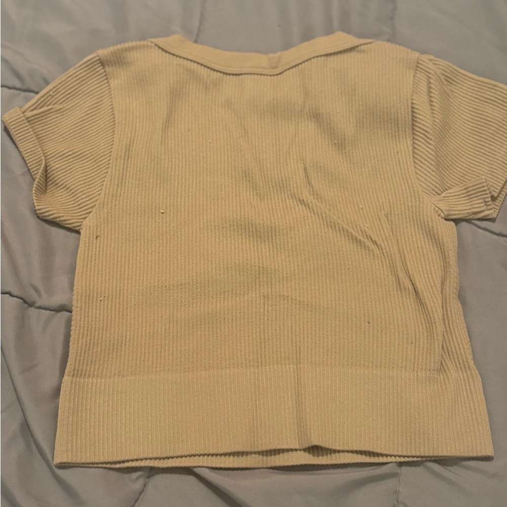 Garage Beige Ribbed Crop Top - Picture 6 of 10